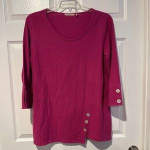 Soft Surroundings Gauze Artisan Woven Asymmetrical Tunic Top in Magenta - Medium